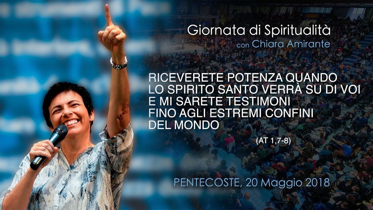 Riceverete Potenza dallo Spirito Santo, Chiara sorride indicando il cielo, Pentecoste